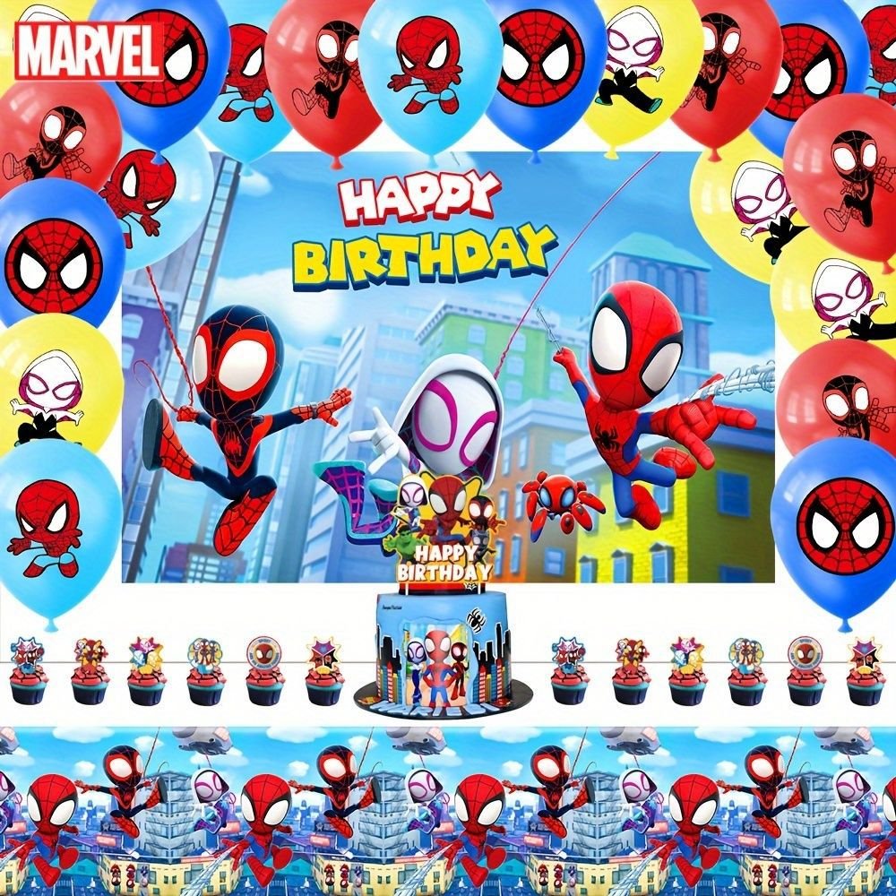 birthday party supplies cartoon theme party decorations Include backdrop tablecover cake toppers balloons party decorations