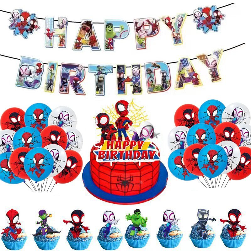 birthday party supplies cartoon theme party decorations Include backdrop tablecover cake toppers balloons party decorations