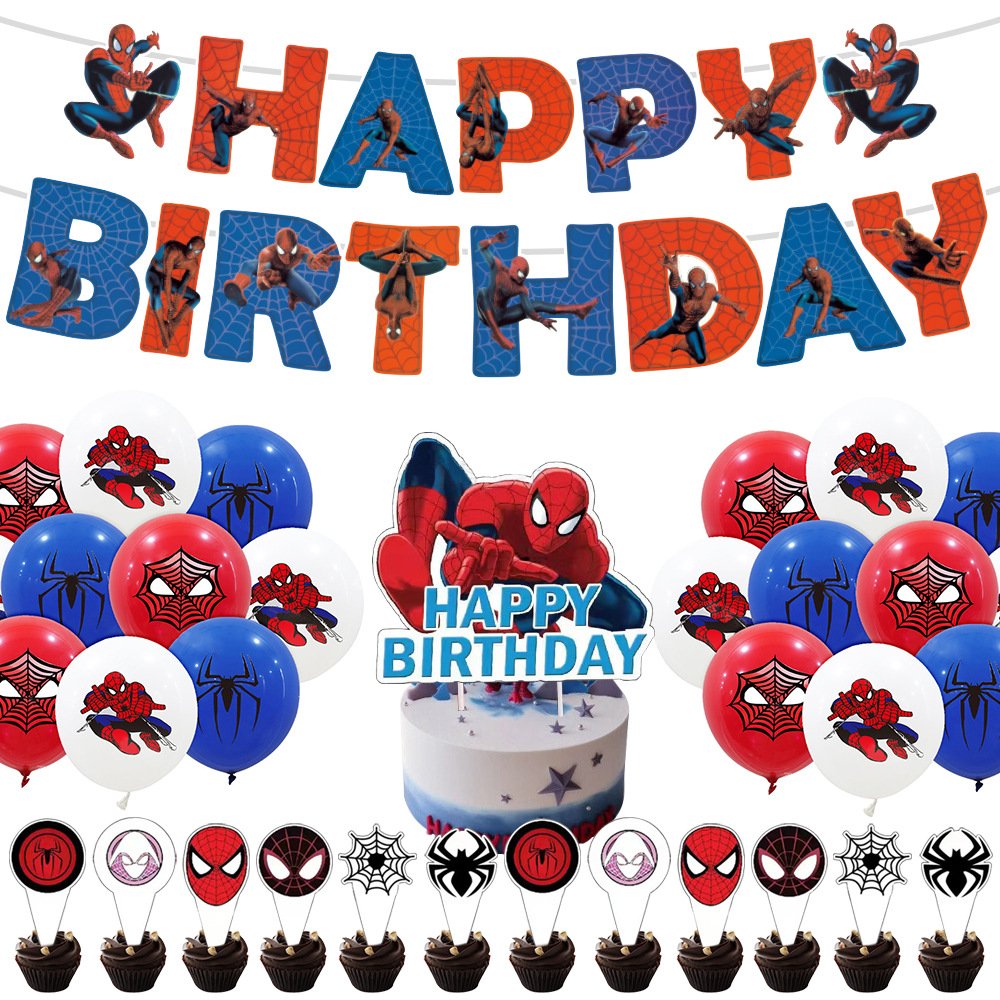 birthday party supplies cartoon theme party decorations Include backdrop tablecover cake toppers balloons party decorations