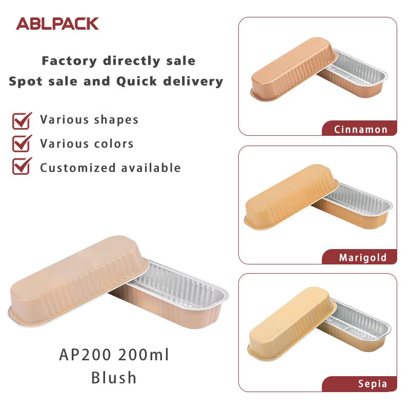 ABL PACK 200ml 6.7oz Disposable Aluminium Food Packaging Aluminium Foil Container Mould Cake Pan with Plastic Lid