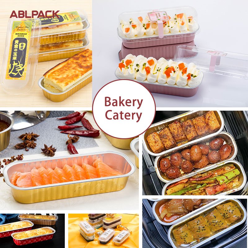 ABL PACK 200ml 6.7oz Disposable Aluminium Food Packaging Aluminium Foil Container Mould Cake Pan with Plastic Lid