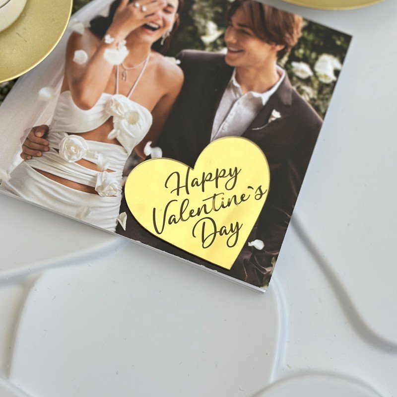 Factory Wholesale Valentine's Day Cupcake Toppers Gold Acrylic Cake Decorating Supplies Happy Valentine's Day Letter Cake Topper