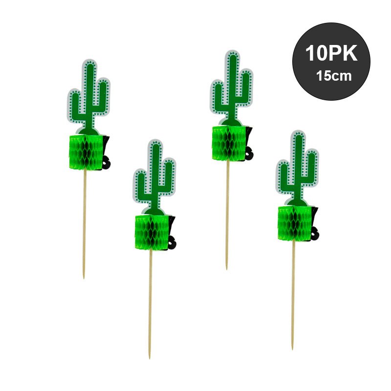 902276 Cupcake Honeycomb Picks 10ct Flamingo Pineapple Summer luau party fruit decorations Birthday Cake Topper Supplies Sale