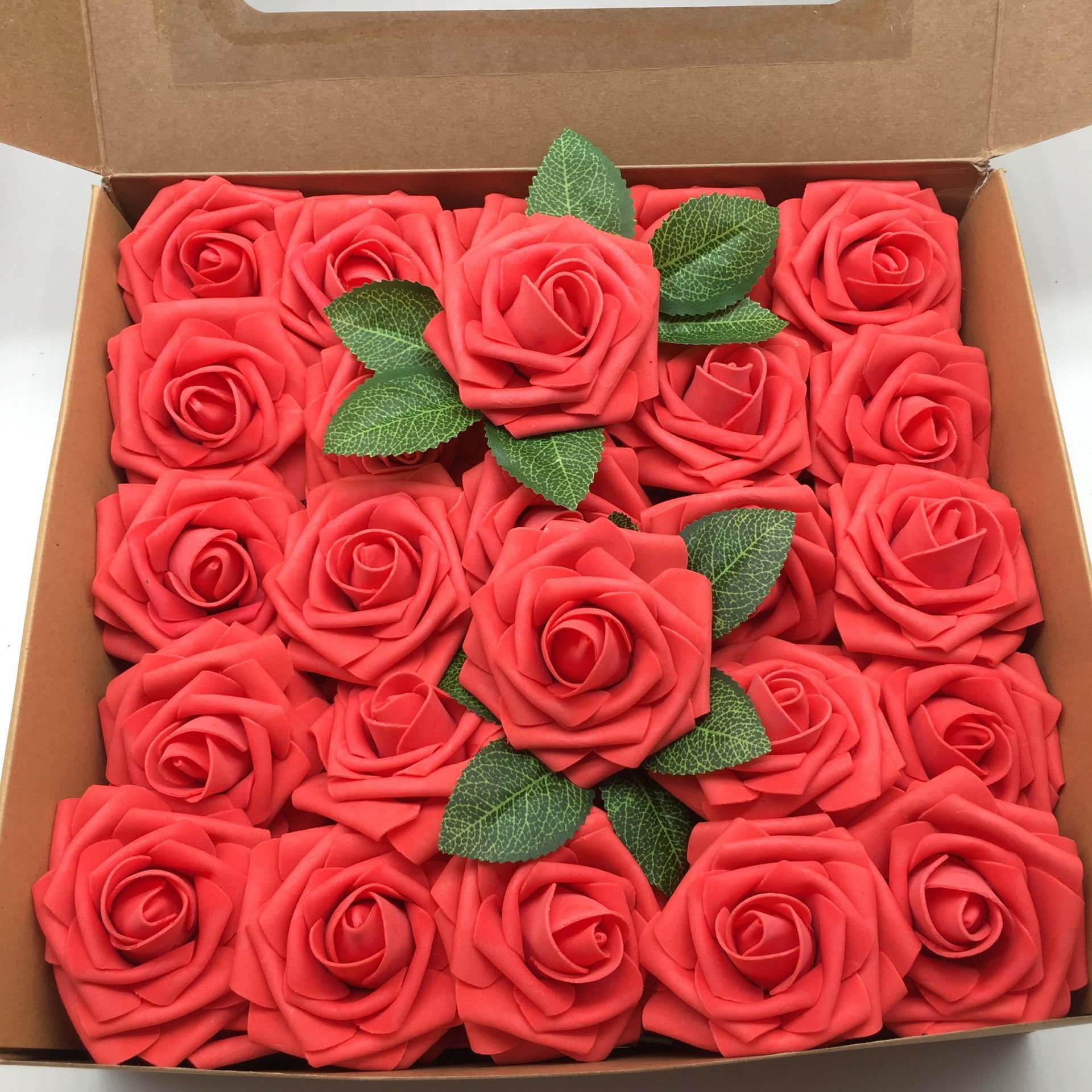 hot selling foam artificial flower PE rose flower for wedding decoration rose flower head cake topper gift box packing