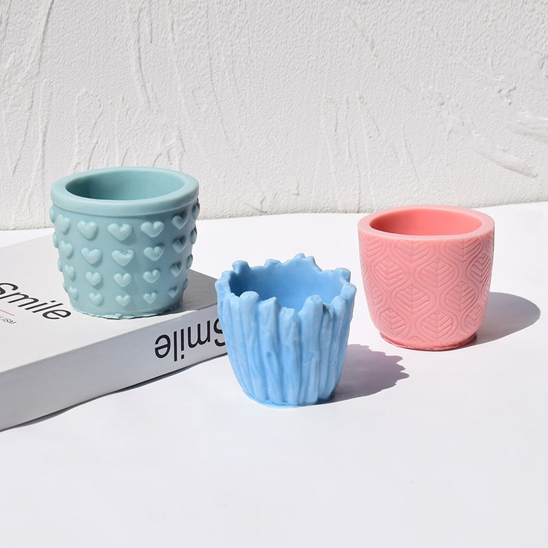 DIY Pattern Flower Pot Silicone Mold Handmade Cement Flower Pot Epoxy Resin Gypsum Flower Pot Clay Mould Furniture Decoration