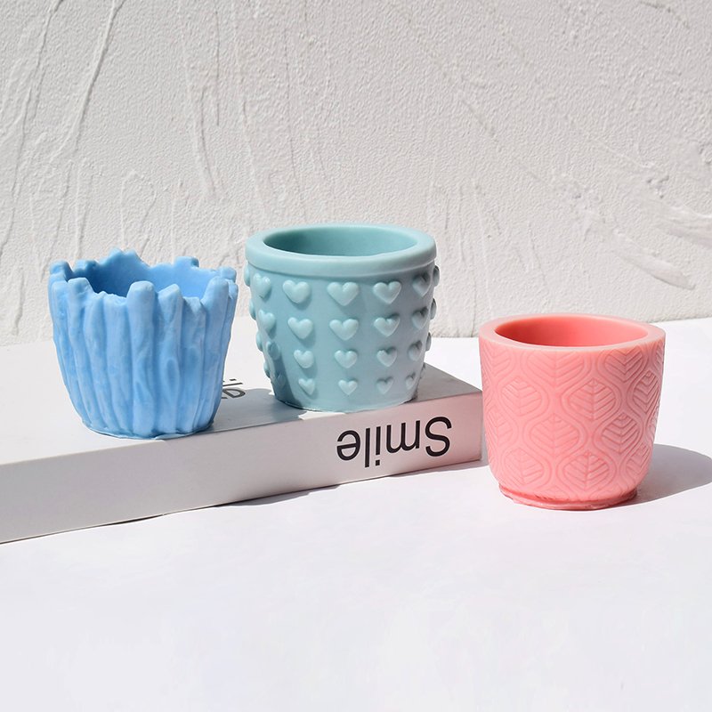 DIY Pattern Flower Pot Silicone Mold Handmade Cement Flower Pot Epoxy Resin Gypsum Flower Pot Clay Mould Furniture Decoration