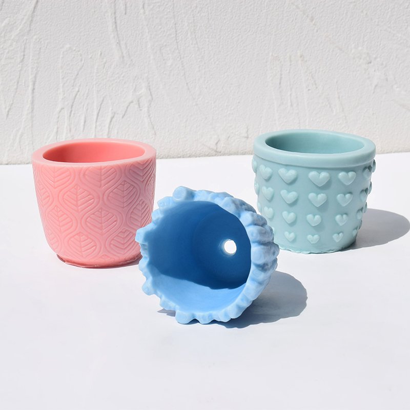 DIY Pattern Flower Pot Silicone Mold Handmade Cement Flower Pot Epoxy Resin Gypsum Flower Pot Clay Mould Furniture Decoration