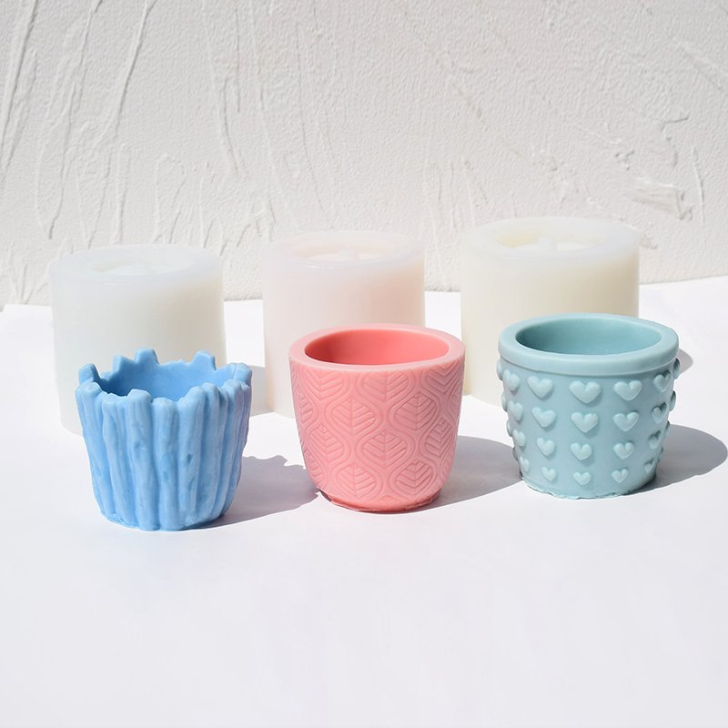 DIY Pattern Flower Pot Silicone Mold Handmade Cement Flower Pot Epoxy Resin Gypsum Flower Pot Clay Mould Furniture Decoration