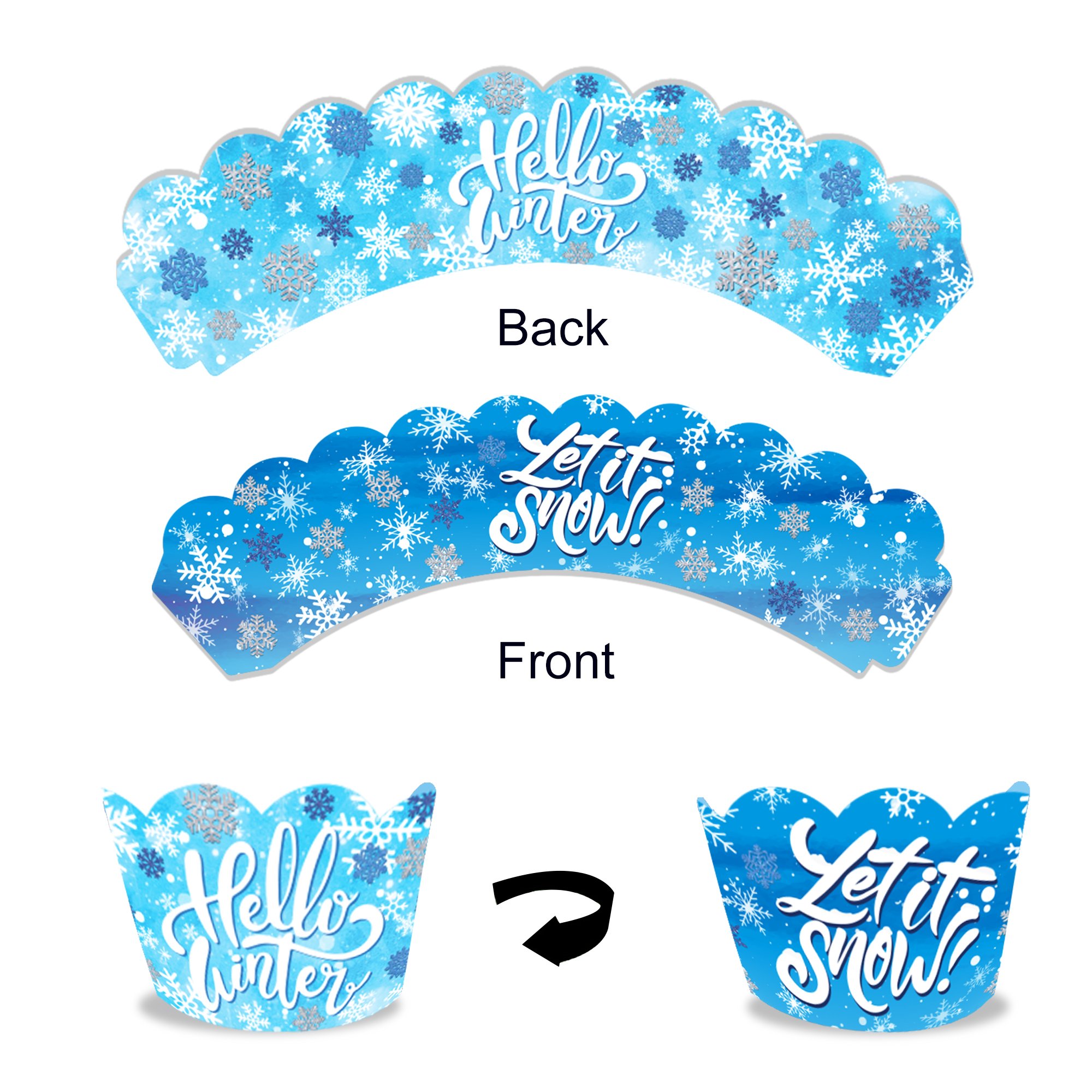 WB079 Christmas Snowflake Cupcake Wrappers Winter Frozen Cake Decoration for Kids Birthday Party Supplies