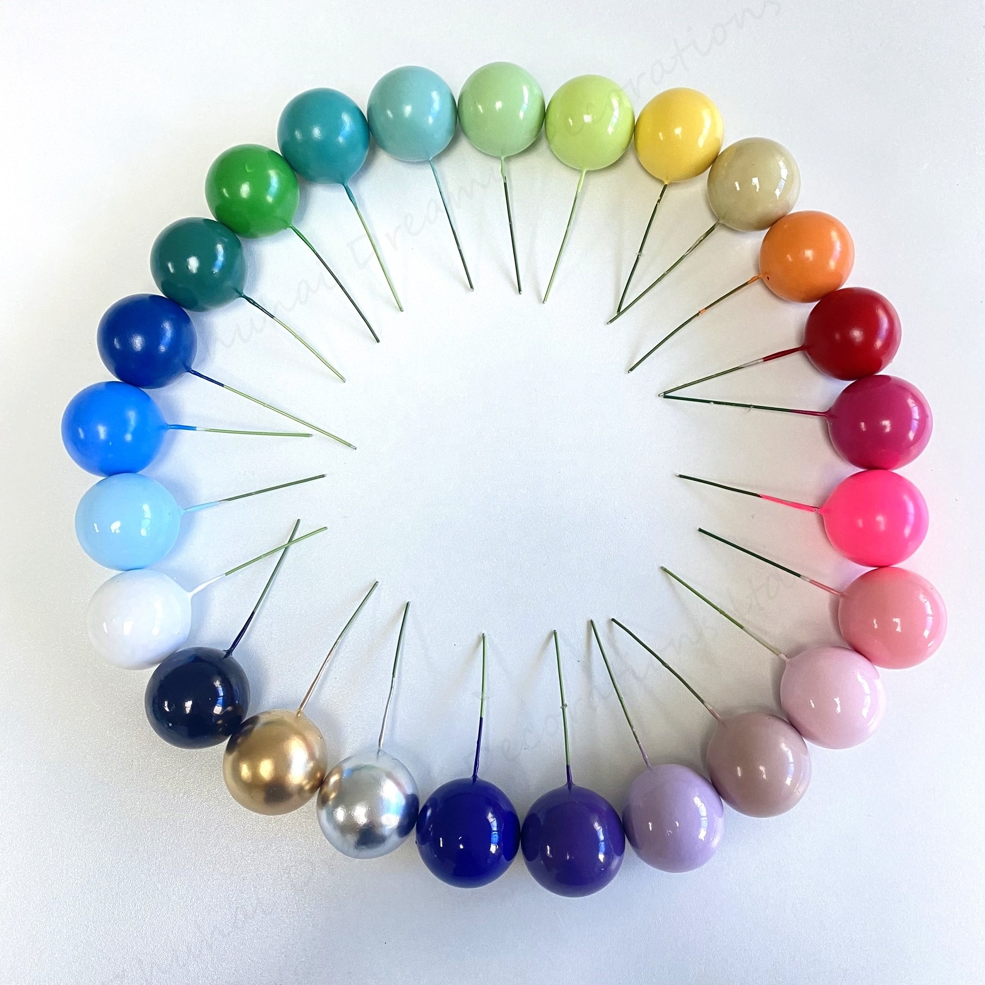 20pcs/bag Faux Balls 25 new colors balls Mixed Color Ball Happy Birthday Cake Topper Cake Decorations suppliers
