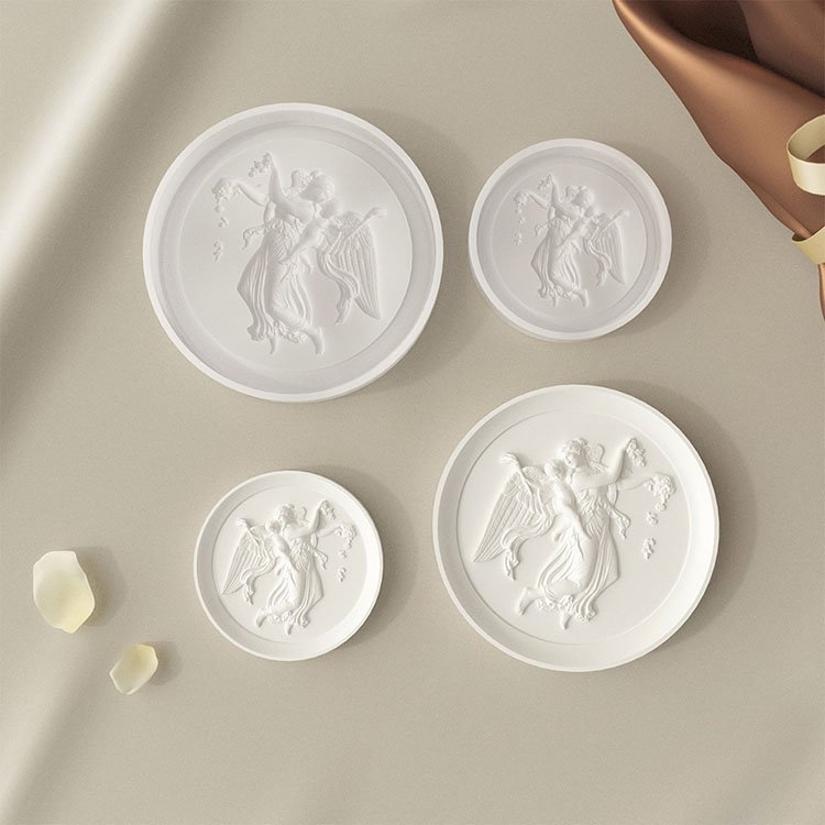 Embossed Angel Tray Plaster Silicone Mold DIY Aromatherapy Candle Diffuser Stone Jewelry Display Tray Drip Glue Mold Craft Decor