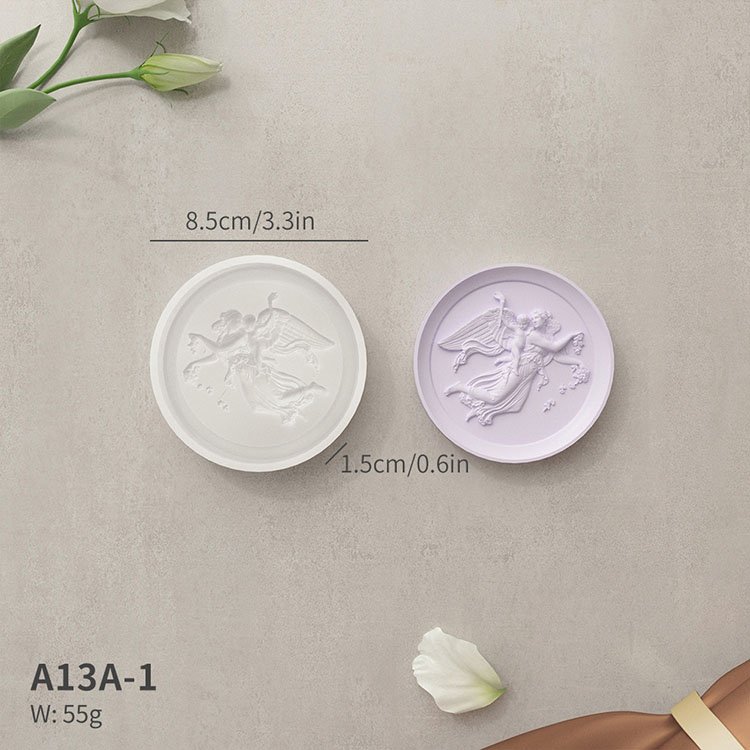 Embossed Angel Tray Plaster Silicone Mold DIY Aromatherapy Candle Diffuser Stone Jewelry Display Tray Drip Glue Mold Craft Decor