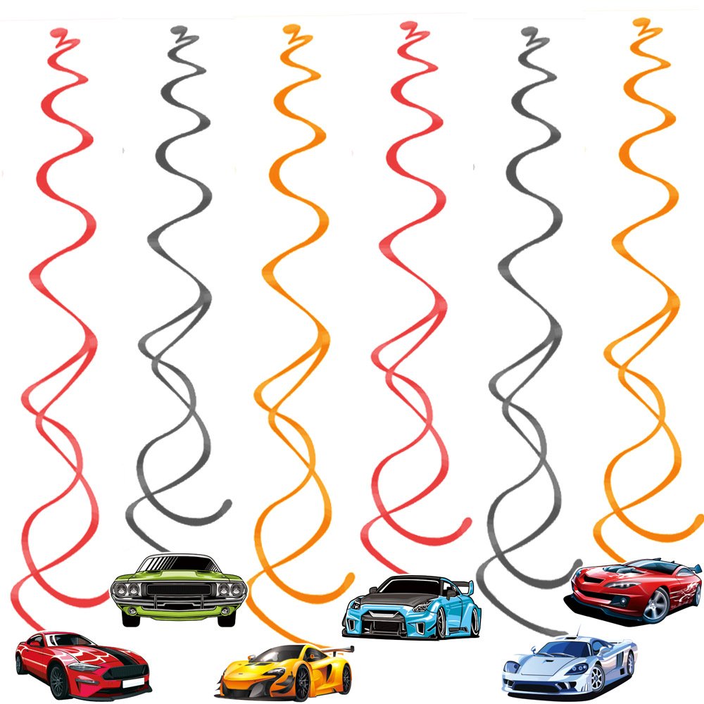 Racing Car Balloons Hot Car Birthday Disposable Cake Cupcake Topper Set Boys Happy Birthday Party Photobooth Backdrop Supplies