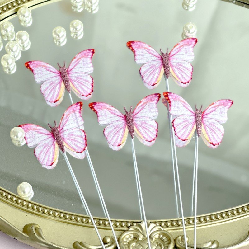 Acrylic Plastic colorful lifelike 3D Butterfly Cake Topper Decoration