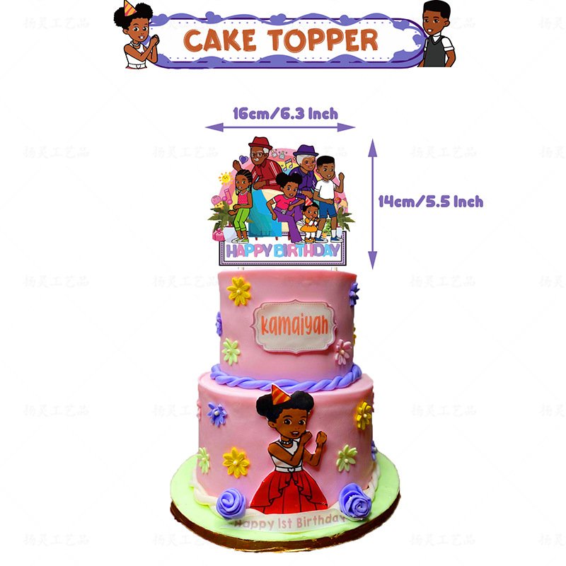 Black Girl Balloons Party Supplies Kids Cartoon Birthday Banner Cake Topper Baby Shower Globo Kid Party Event Decor Corner K0286
