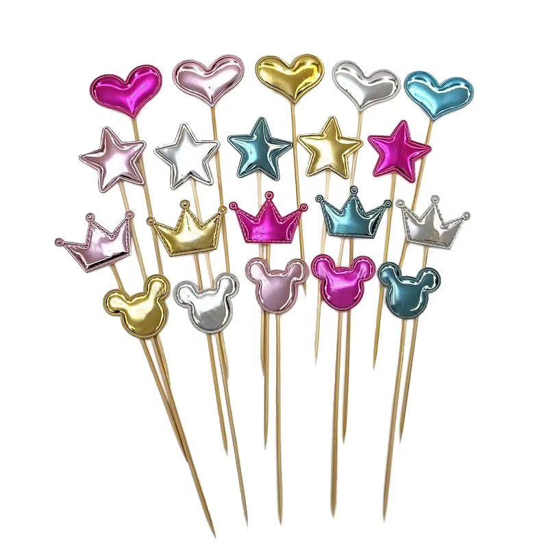 Faux Ball Cake Topper Decoration Mini Balloons Cupcake Stick Foam Ball Cake Decorating Supplies for Birthday Party