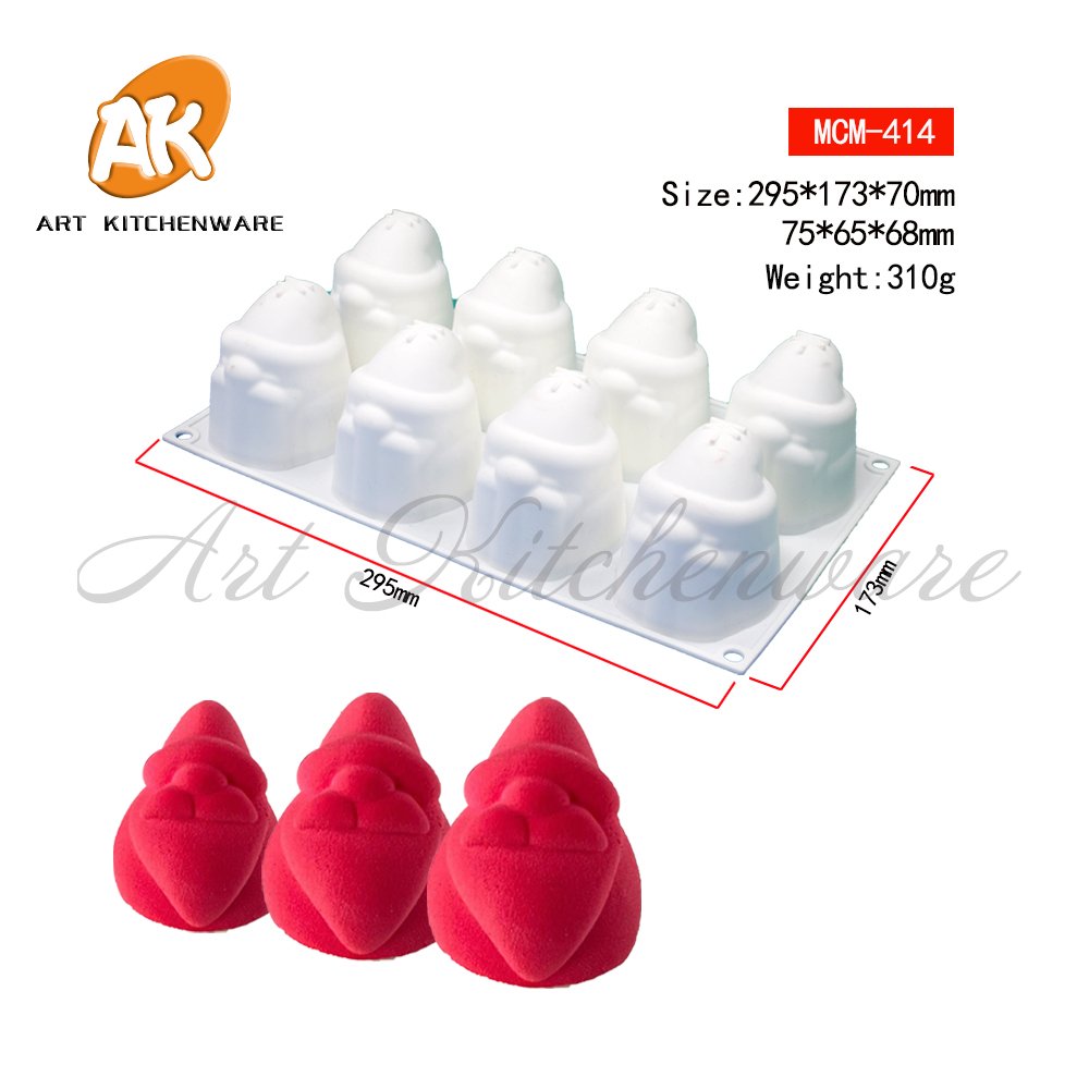 AK Custom Christmas Tree Santa 3D Mousse Cake Silicone Cake Mold Candle Soap Ice Cream Jelly Pudding Chocolate Mold Cake Tools
