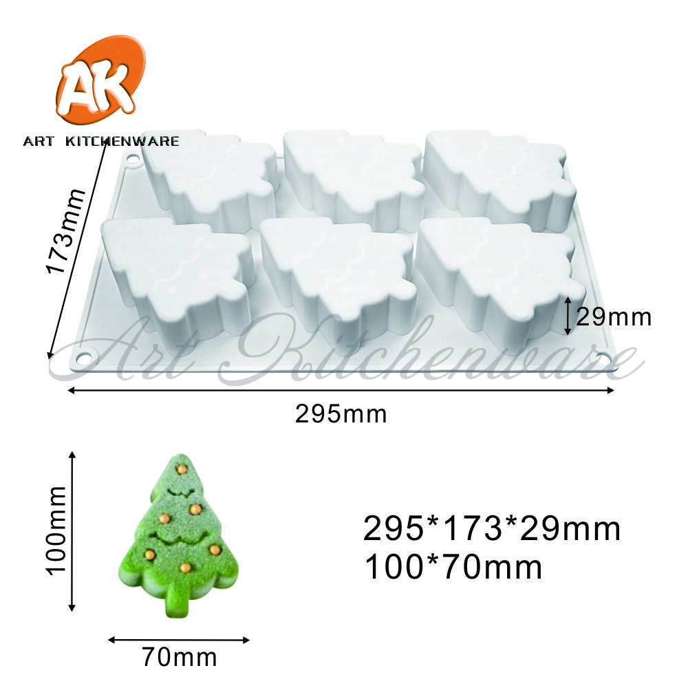 AK Custom Christmas Tree Santa 3D Mousse Cake Silicone Cake Mold Candle Soap Ice Cream Jelly Pudding Chocolate Mold Cake Tools