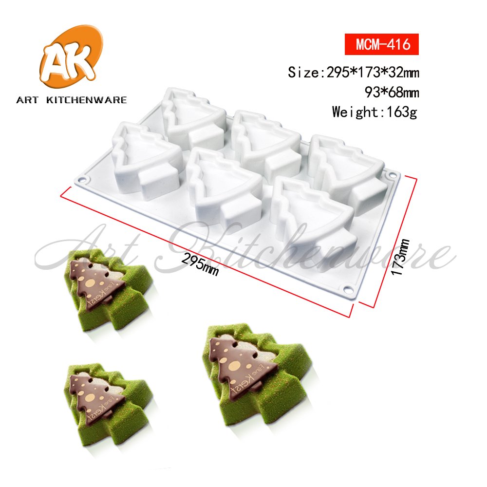 AK Custom Christmas Tree Santa 3D Mousse Cake Silicone Cake Mold Candle Soap Ice Cream Jelly Pudding Chocolate Mold Cake Tools