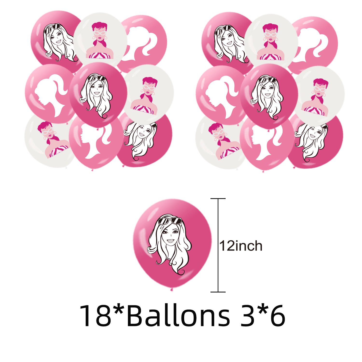 Pink Girl Barb1ee Doll Princess Birthday Decoration Party Supplies Balloon Banner Backdrop Tableware Cake Topper Baby Shower