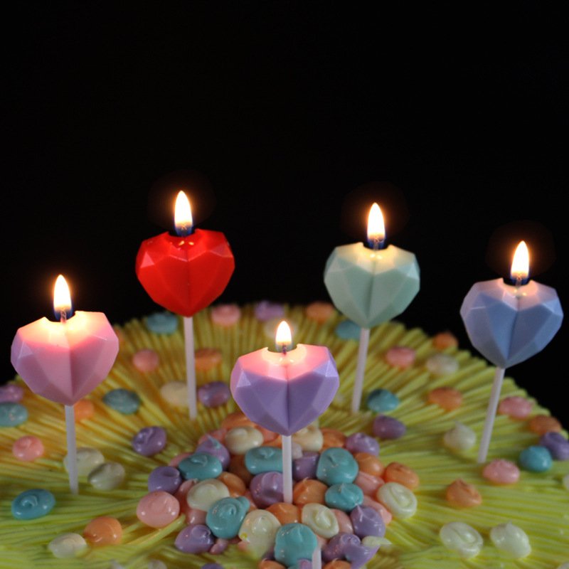 LEMON Heart Rainbow Ins Cake Candle Photo Props Cake Topper Valentine'S Day Wedding Birthday Party Decorations Supplies