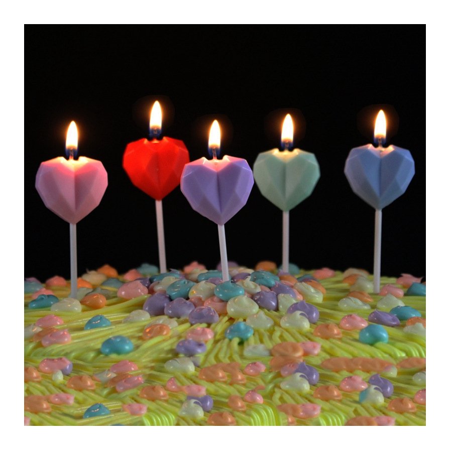 LEMON Heart Rainbow Ins Cake Candle Photo Props Cake Topper Valentine'S Day Wedding Birthday Party Decorations Supplies