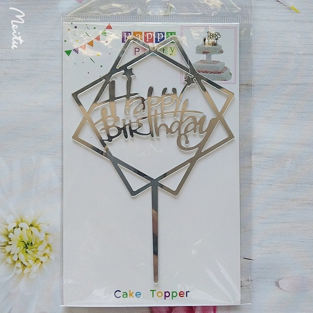 High Quality Wholesale Best Gold acrylic cake topper cupcake happy birthday cake toppers decoration for Dessert Table Decoration