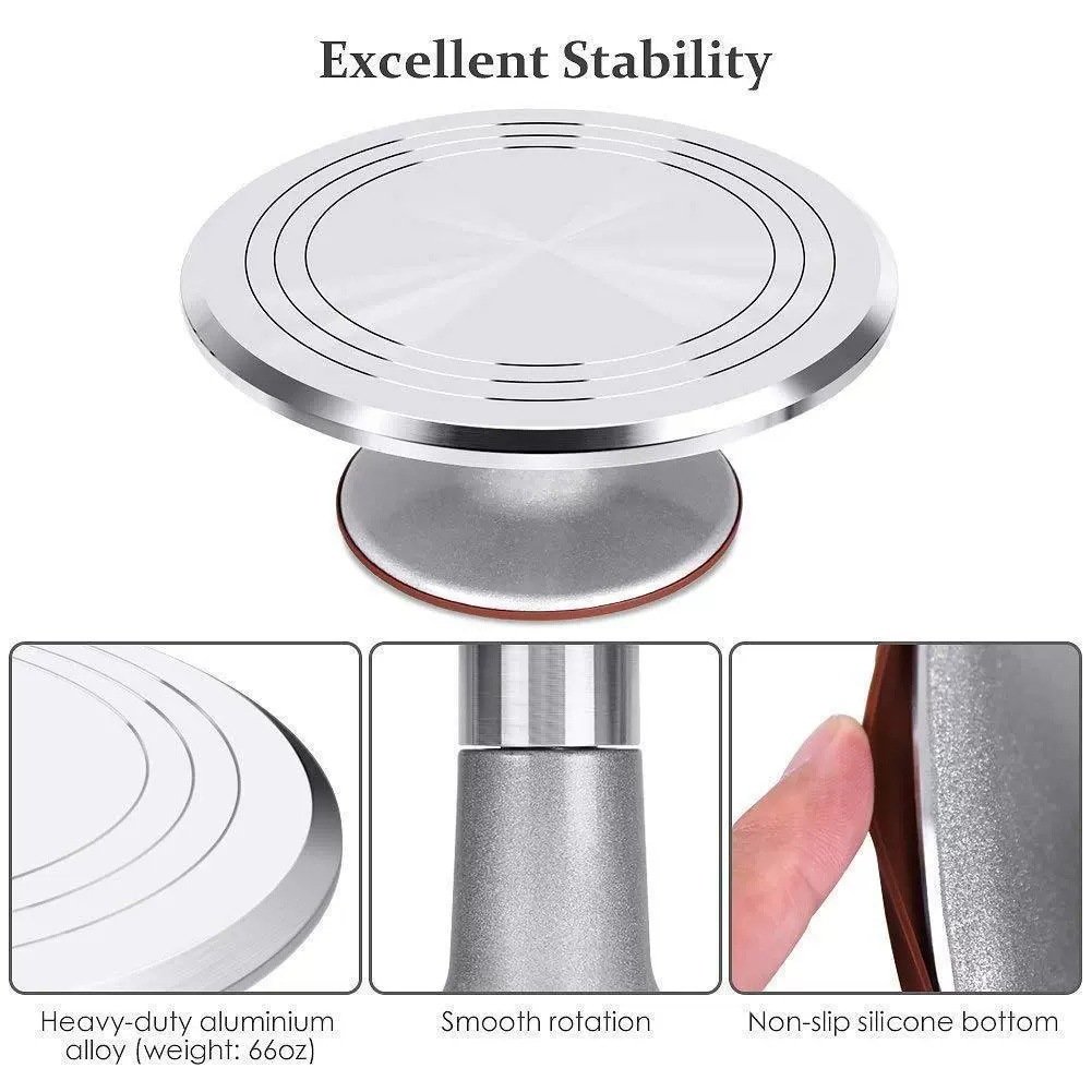Good quality Cake Decorating Supplies Kit of 22pcs with 12 Inch Aluminum Alloy Revolving Cake Turntable