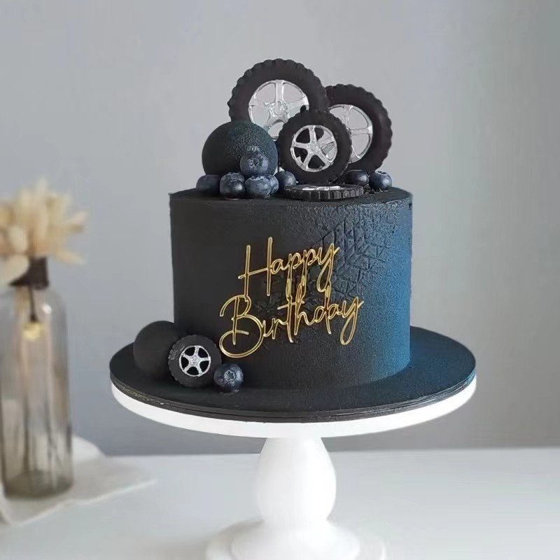 Hot Selling Gold Acrylic Cake Decorations Happy Birthday Side topper for Cake Decor Cake Decorating Supplies