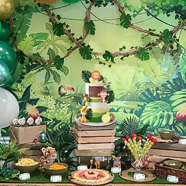 Lion Giraffe Monkey Elephant Zebra Jungle Safari Animal Cake Topper for Wild Animals Themed Birthday Baby Shower Party Supplies