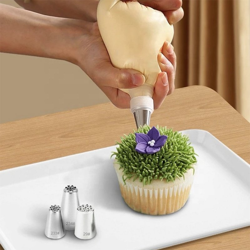 3pcs Stainless Steel Cream Decorating Nozzle Set Decorating Grass Shape Cake Nozzles
