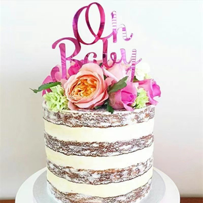 Hot selling golden oh baby acrylic Cake Topper for Baby Birthday Party Decorations Valentine's Day Cake Decoration