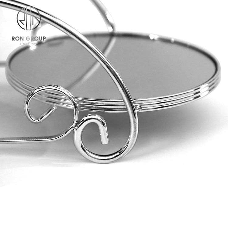 New arrival fashion silver wedding tray afternoon tea fruit food stainless steel display 3 tier cake stand