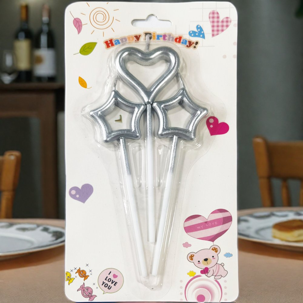 Heart and Star Shaped Birthday Cake Candles Set Candle Ornament for Birthday Wedding Anniversary Valentines Day