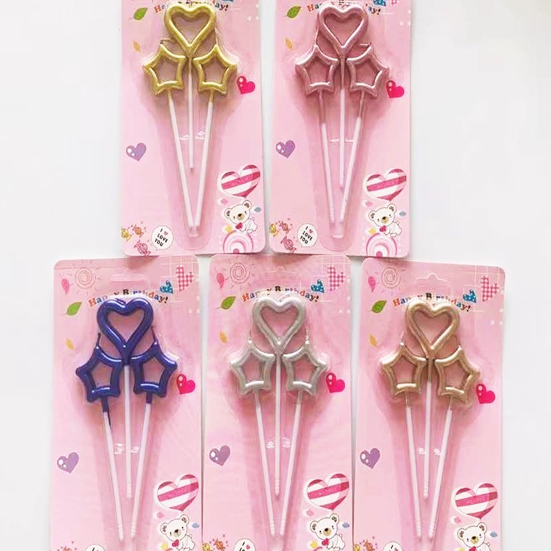 Heart and Star Shaped Birthday Cake Candles Set Candle Ornament for Birthday Wedding Anniversary Valentines Day