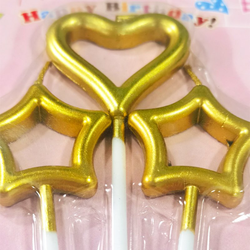 Heart and Star Shaped Birthday Cake Candles Set Candle Ornament for Birthday Wedding Anniversary Valentines Day