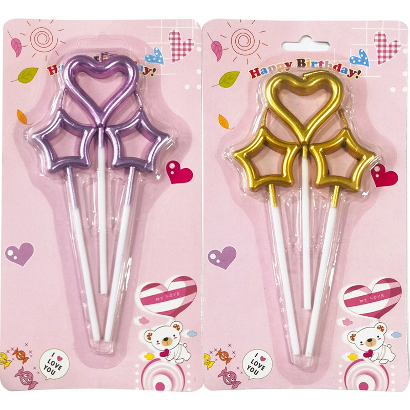 Heart and Star Shaped Birthday Cake Candles Set Candle Ornament for Birthday Wedding Anniversary Valentines Day