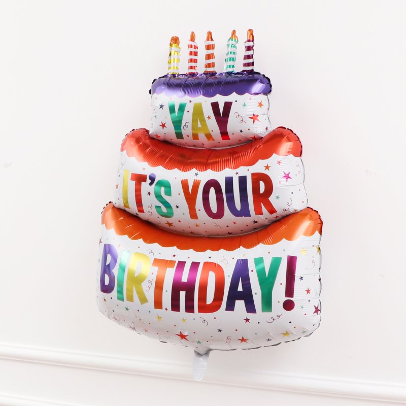 wholesale large inch multicolored three layer cake foil balloon for children happy birthday party decorations balloon
