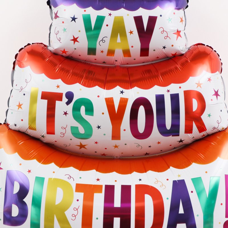 wholesale large inch multicolored three layer cake foil balloon for children happy birthday party decorations balloon