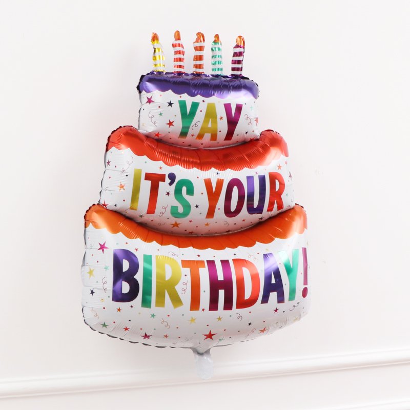 wholesale large inch multicolored three layer cake foil balloon for children happy birthday party decorations balloon