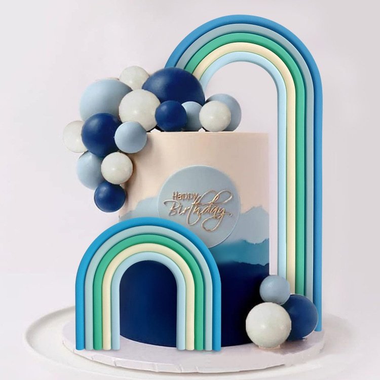 Hot Blue Rainbow Cake Topper cake decorating supplies for Wedding DIY Boho Baby Shower Birthday Party Supplies cake accessories