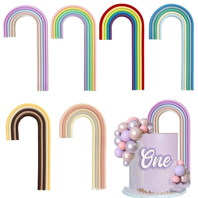 Hot Blue Rainbow Cake Topper cake decorating supplies for Wedding DIY Boho Baby Shower Birthday Party Supplies cake accessories