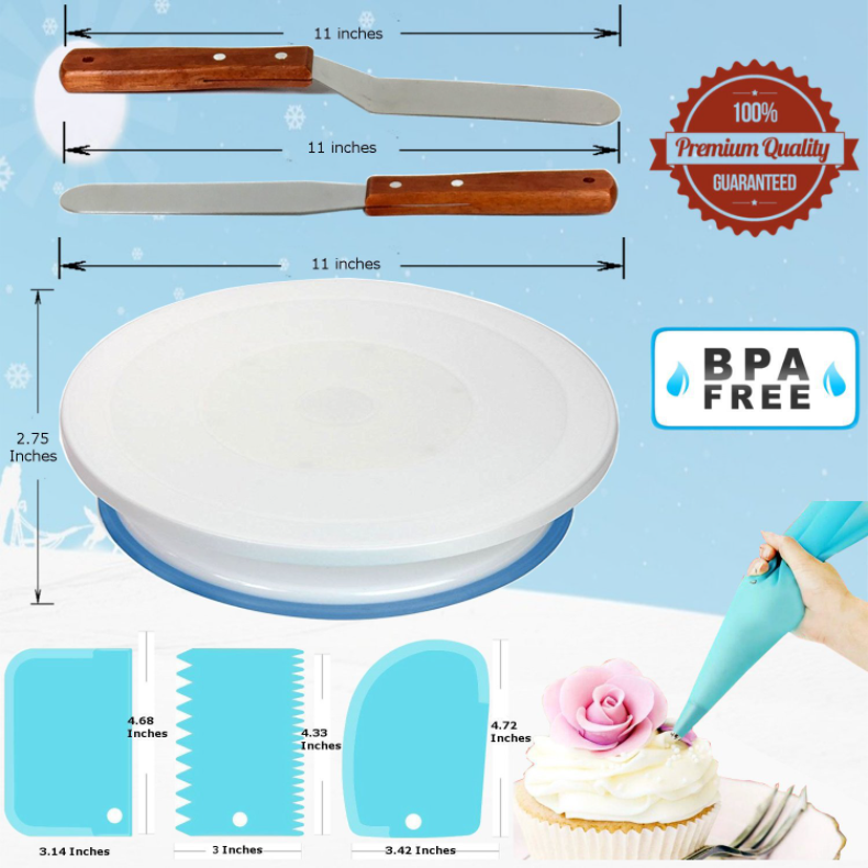 Amazon Top Seller 73 PCS Cake Decorating Kits Supplies with Cake Turntable Stands and Baking Accessories