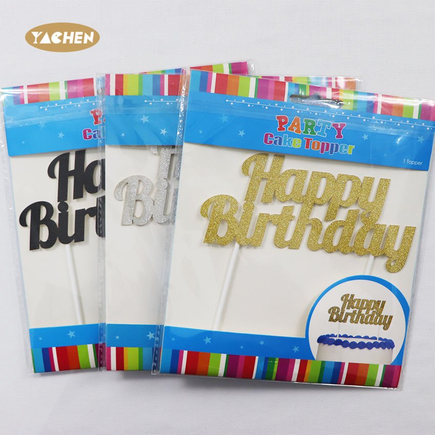 YACHEN Quality Glitter Happy Birthday Cake Topper Cake Decorating Tools Accessories Cupcake Cake Decorations Supplies