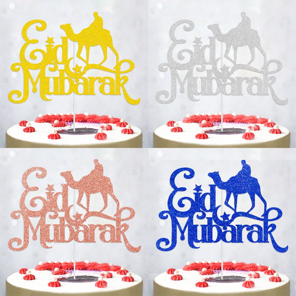 Glitter Cupcake Topper Custom Baking Toppers Decoration English Alphabet Eid Mubarak Decor Eid Cake Topper