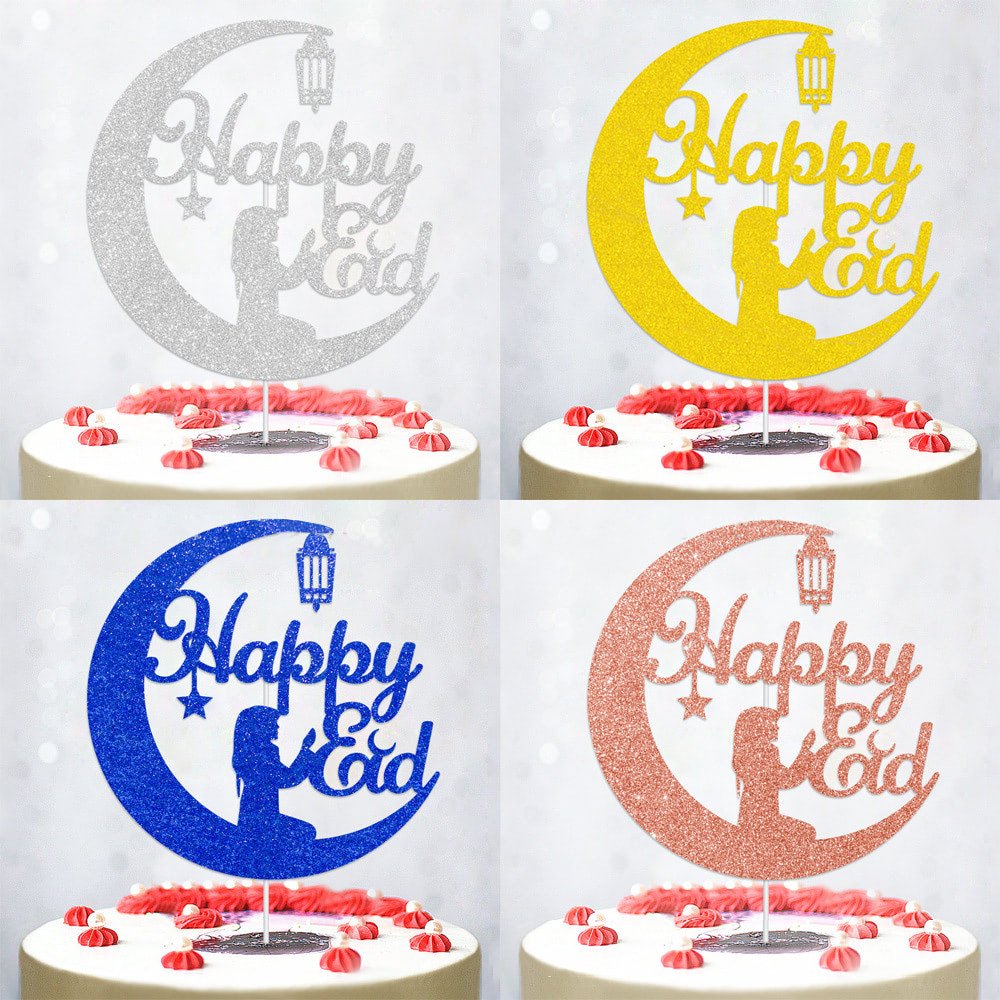 Glitter Cupcake Topper Custom Baking Toppers Decoration English Alphabet Eid Mubarak Decor Eid Cake Topper