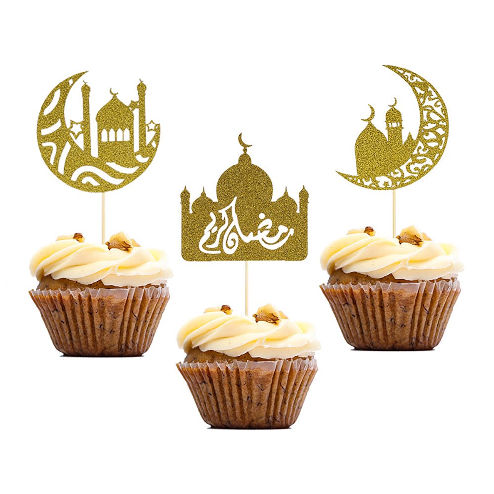 Glitter Cupcake Topper Custom Baking Toppers Decoration English Alphabet Eid Mubarak Decor Eid Cake Topper