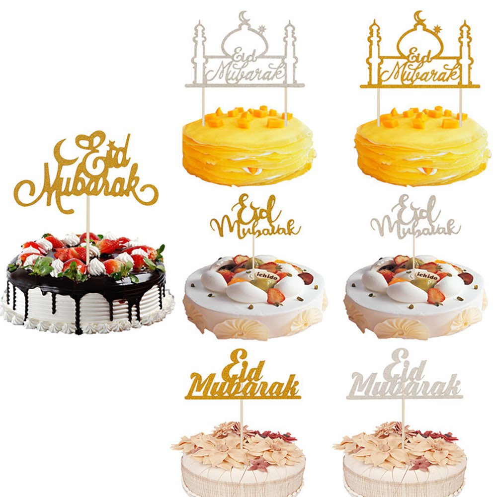 Glitter Cupcake Topper Custom Baking Toppers Decoration English Alphabet Eid Mubarak Decor Eid Cake Topper