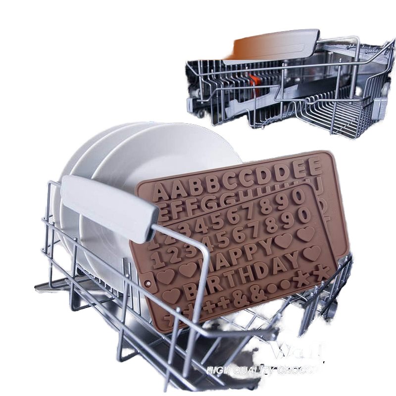 Factory Supply Happy Birthday Food Grade Silicone Chocolate Fondant Candle Mold Creative Kitchen Alphabet 3D DIY Baking Tool
