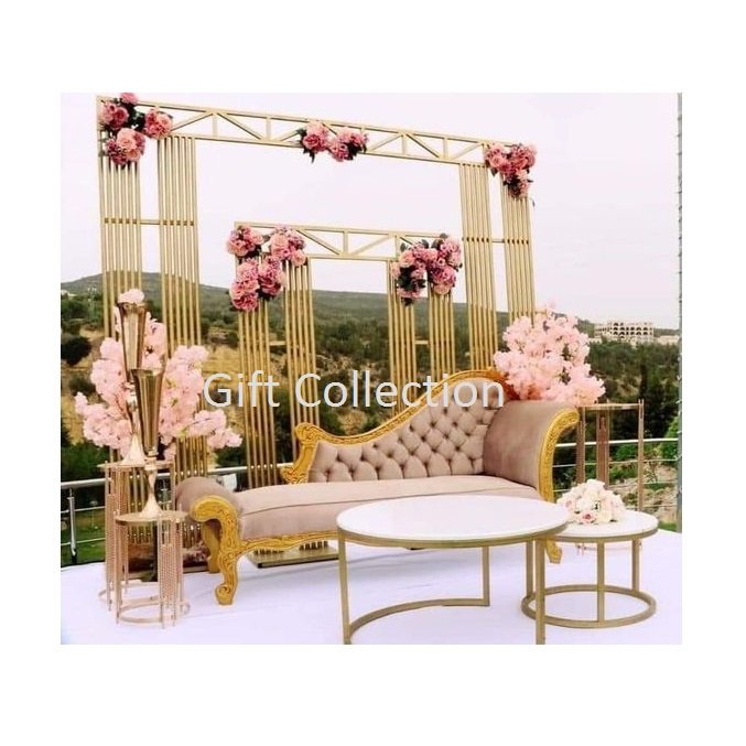 Birthday Party Decorations Photo shoot Arch Background Stand Round Circle Gold Frame Grid Wedding Backdrop Event Decor